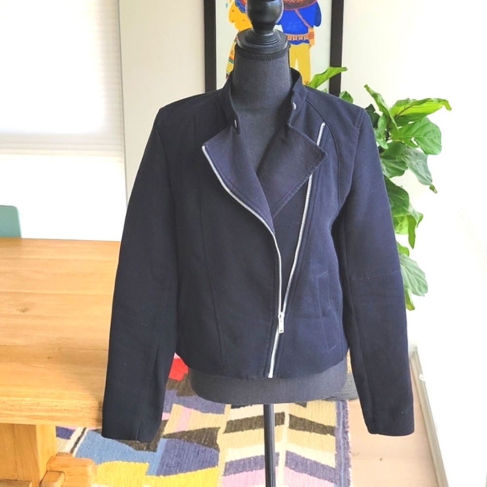 GAP Cotton Blend Zip Tab Collar Moto Jacker